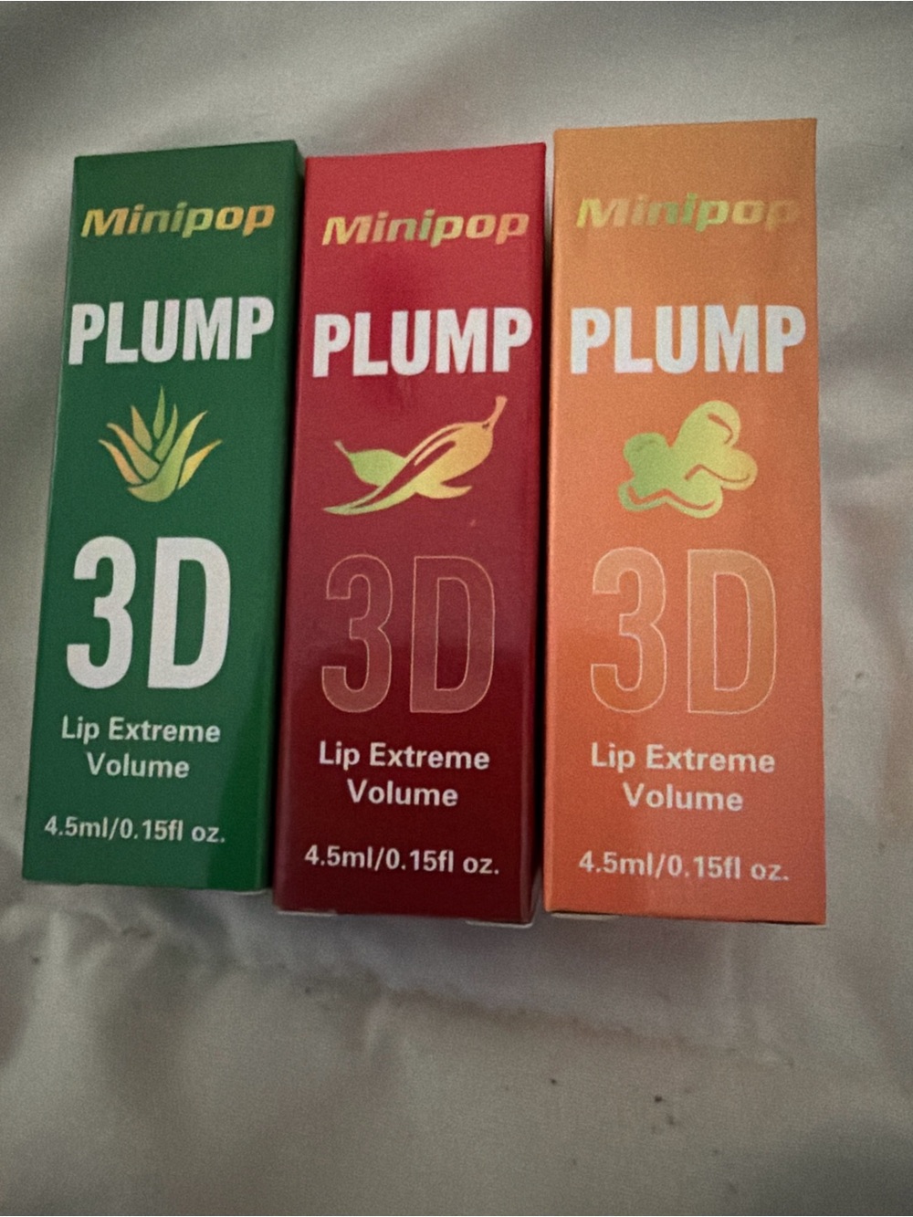 PLUMP 3D Lip Extreme Volume Trio - Green, Red, Orange set of 3